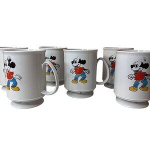 Vintage Walt Disney Productions Mickey & Minnie Mouse Stackable Mugs Set Of 6